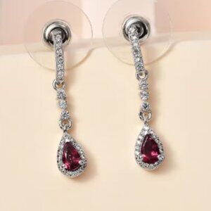 Ofiki Rubellite and White Zircon Drop Earrings i